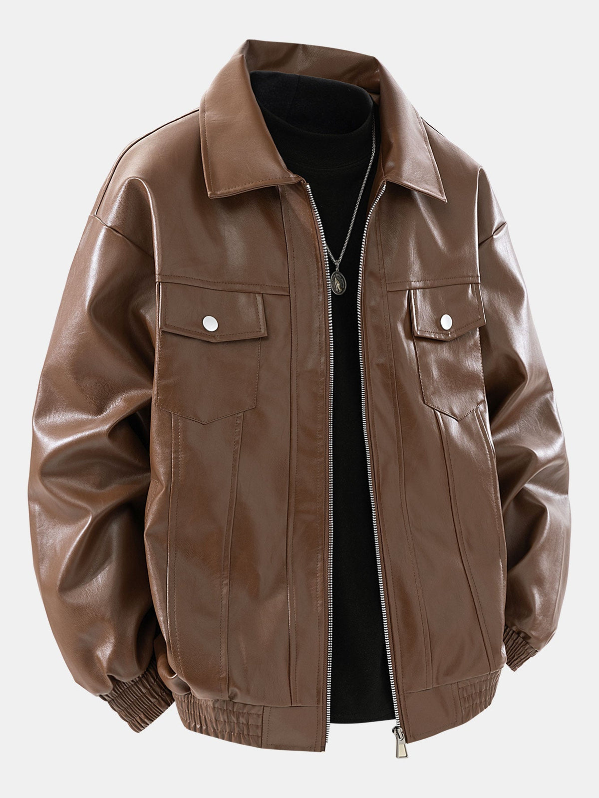 Zipper PU Leather Jacket