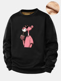 Pink Panther Print Teddy Fleece Lined Sweatshirt
