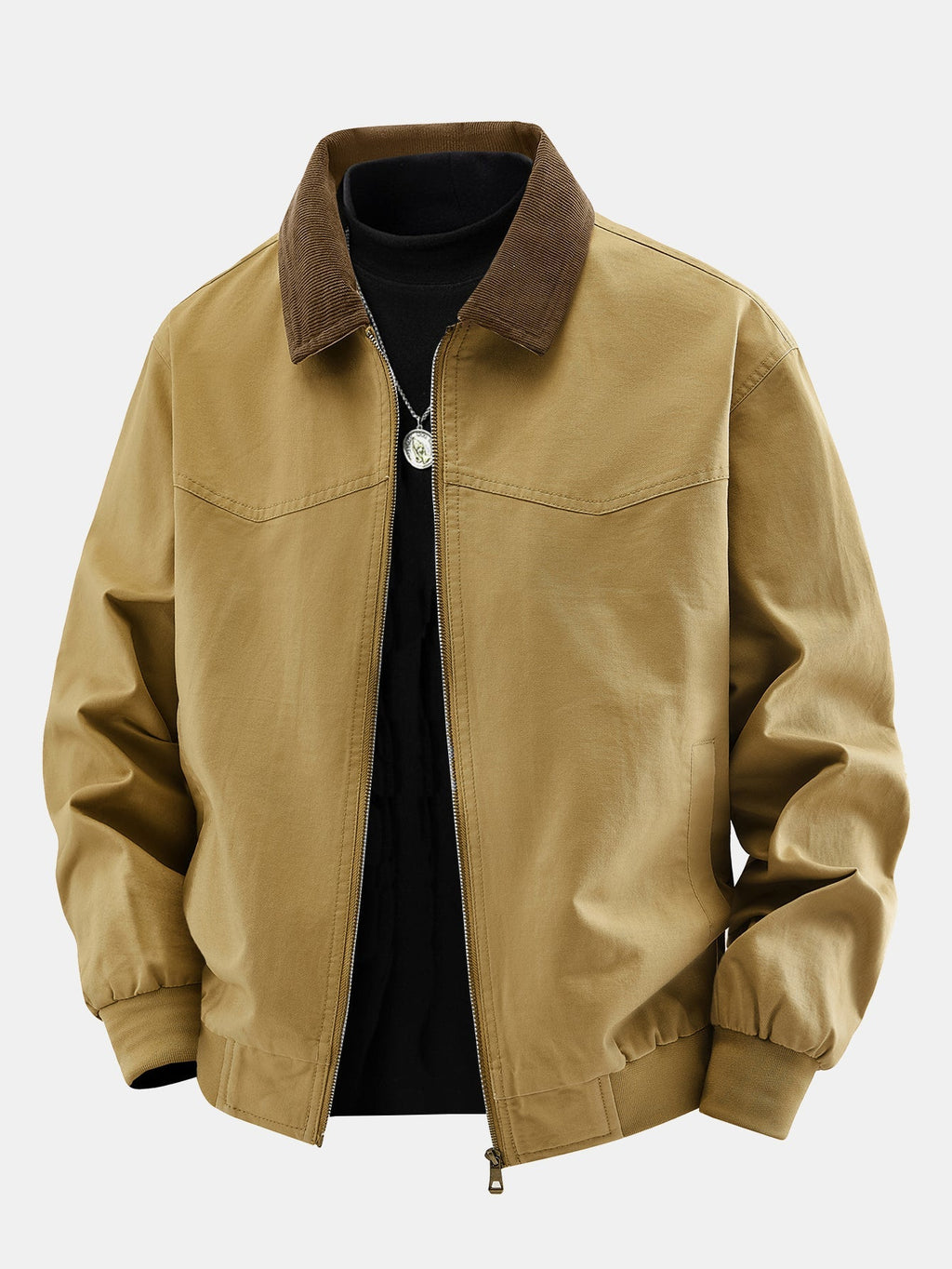 Contrast Corduroy Collar Washed Chino Jacket
