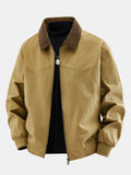 Contrast Corduroy Collar Washed Chino Jacket
