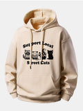 Support Local Street Cats Print Relax Fit Hoodie