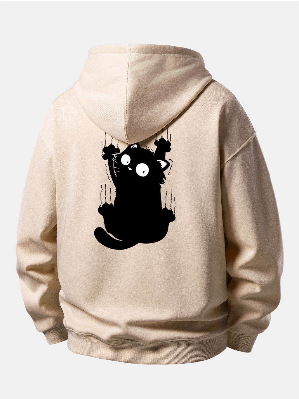 Black Cat Print Relaxed Fit Hoodie