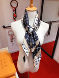 Louis Vuitton LV Monogram 100% Silk Square Scarf – Navy & White