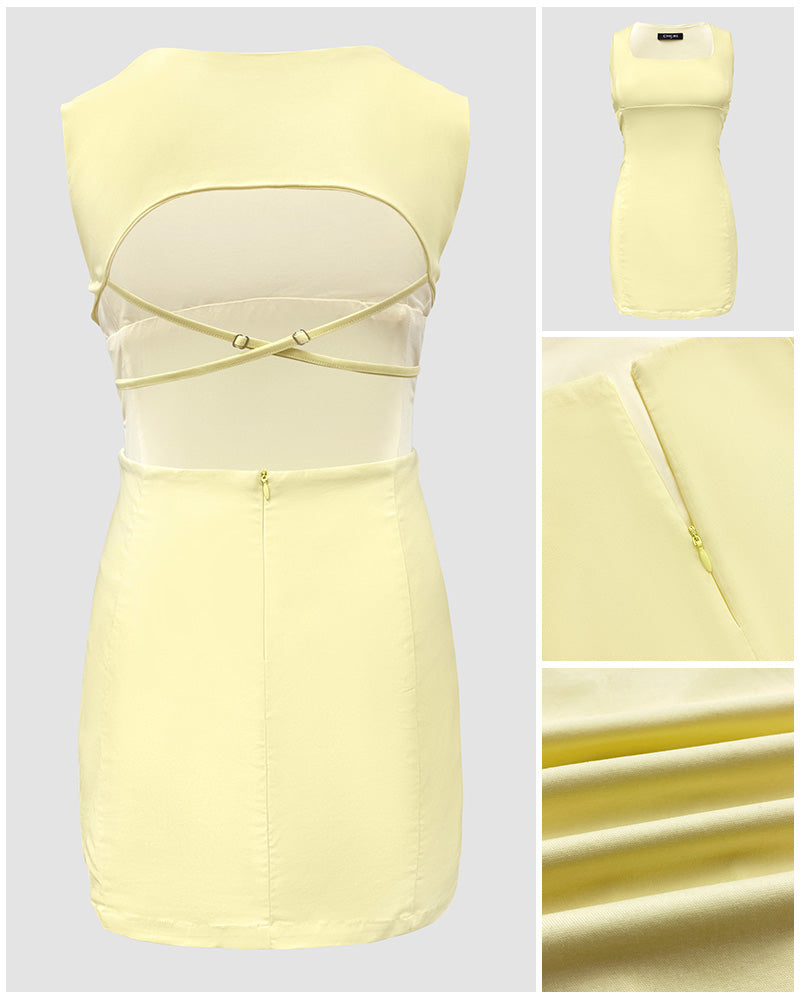 Square Neck Sleeveless Sexy Backless Skirt