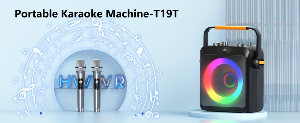 Karaoke Machine, JYX T19-T for Adults 2 Microphones & RGB Light Show, Wireless Bluetooth Speaker
