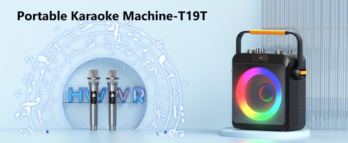 Karaoke Machine, JYX T19-T for Adults 2 Microphones & RGB Light Show, Wireless Bluetooth Speaker