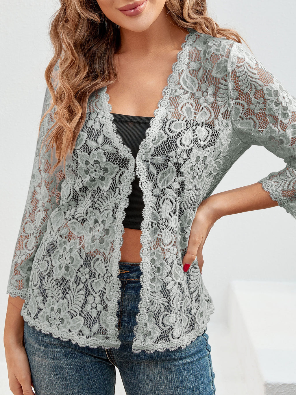 Marlena | Floral Lace Open-Front Cardigan