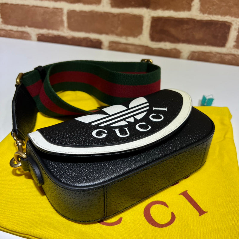 Gucci x Adidas Small Shoulder Bag – Black Leather Trefoil GUCCI Web Strap