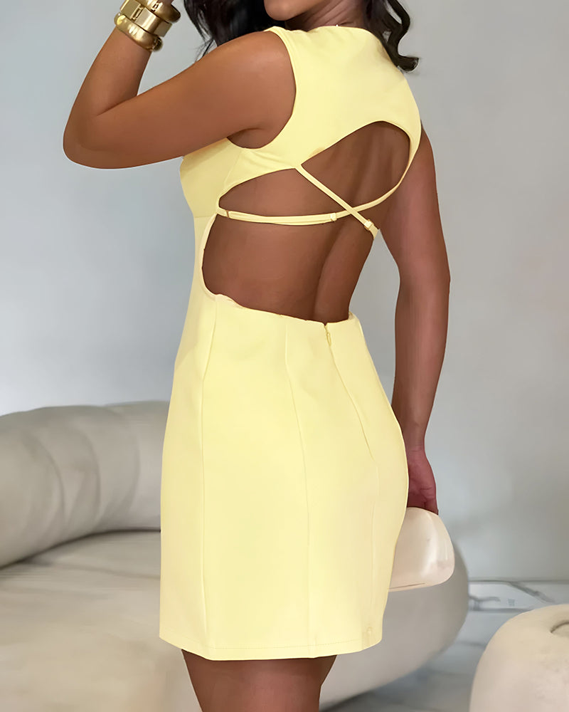 Square Neck Sleeveless Sexy Backless Skirt