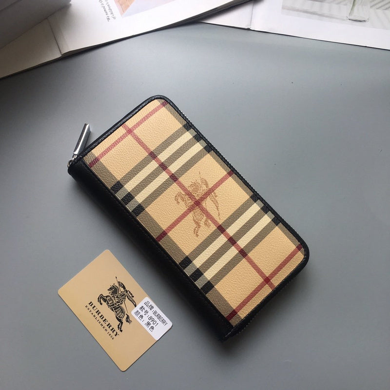 Burberry Haymarket Check Zip-Around Continental Wallet – Honey Black