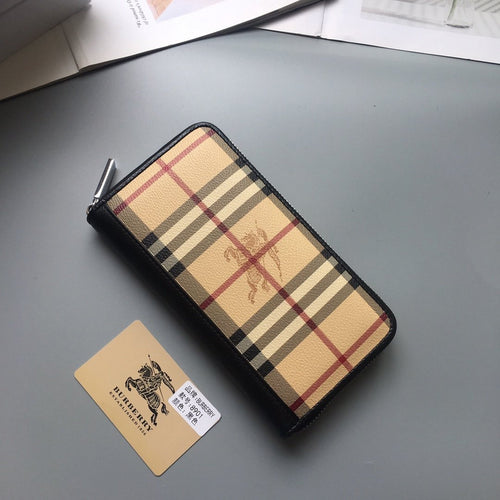 Burberry Haymarket Check Zip-Around Continental Wallet – Honey Black