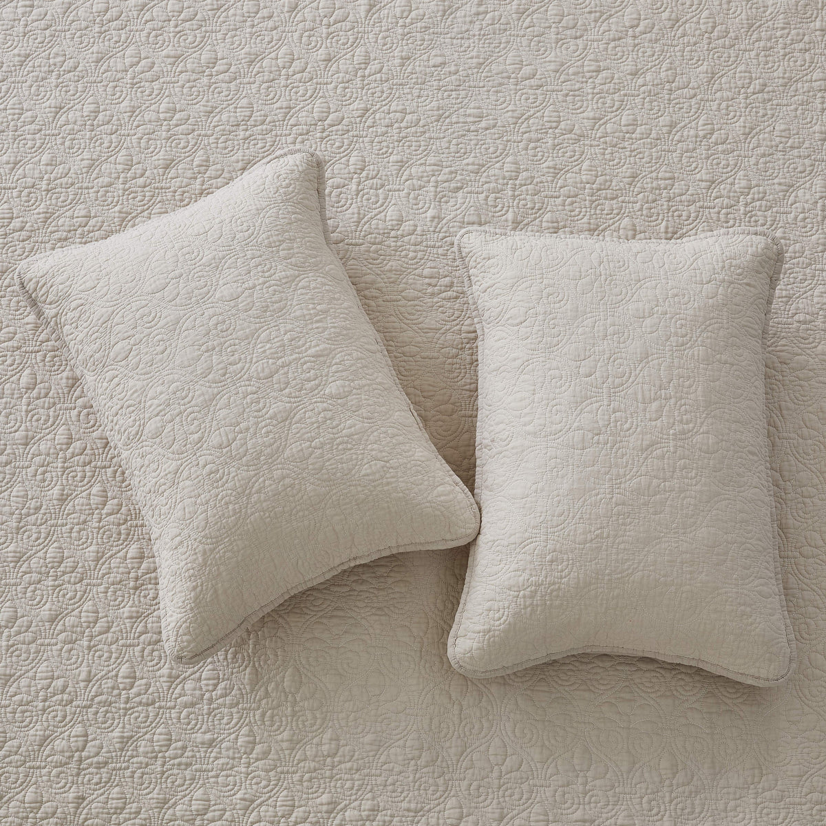 Patina Vie 3 Piece 100% Cotton Stitched Embroidered Quilt Set