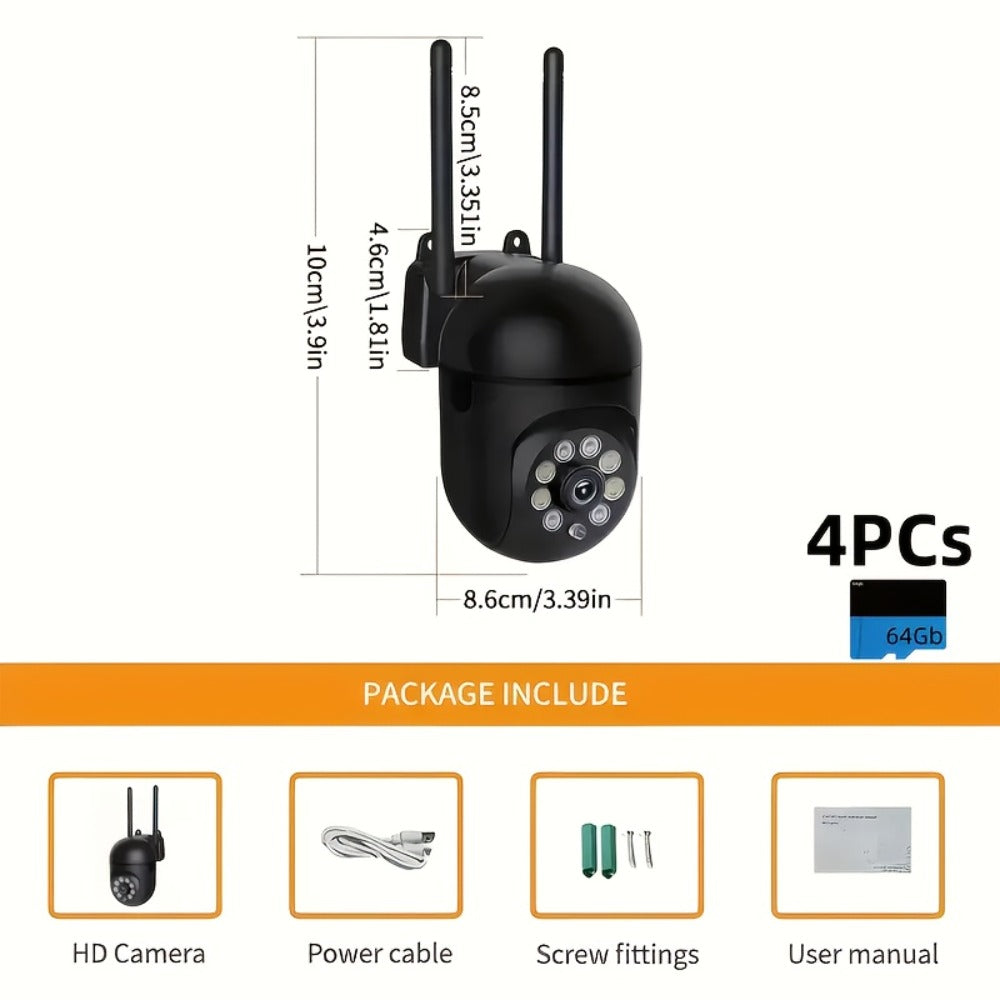 Indoor Security Camera 4-Pack with 3MP Video, Dual-Band WiFi, Color Night Vision and Cloud Storage Options
