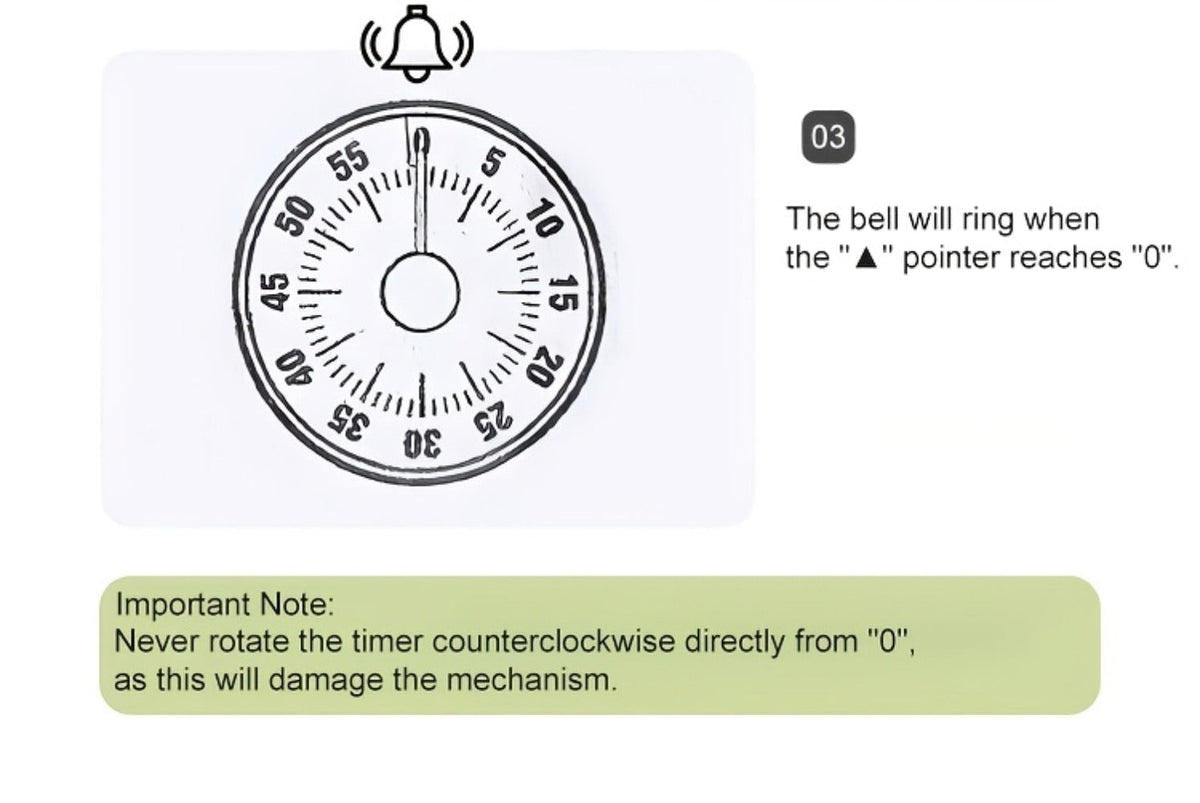 Mechanical Kitchen Timer with Loud Alarm - Black Walnut Wood Cooking Timer, 100% Battery-Free Desktop Timer for Cooking