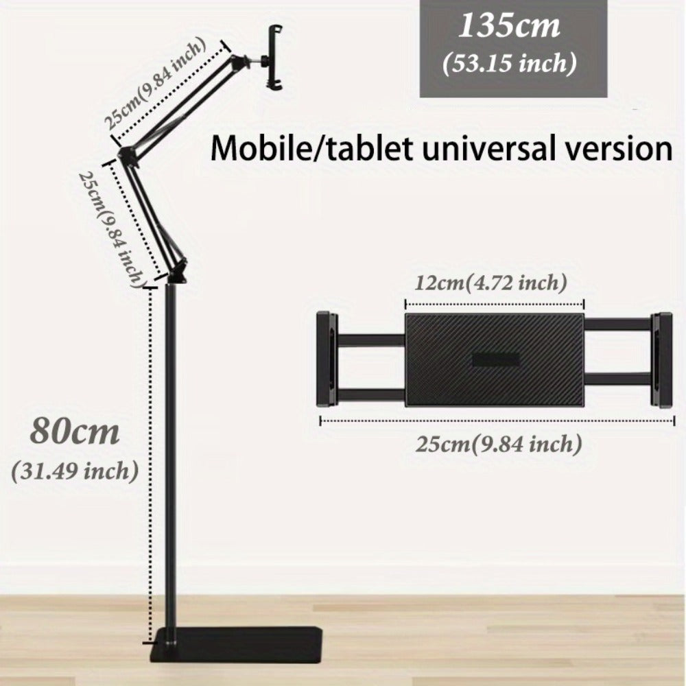 Phone Stand with Flexible Gooseneck Arm and Rotating Holder, 68.9-Inch Metal Support for Hands-Free Viewing