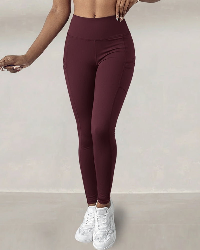 Winter Warme High-Waisted Sport-Leggings mit Bauch-weg-Effekt, Po-Lifting, ultraweich, thermogefüttert, Yoga-Hose, Damen-Sportbekleidung mit seitlichen Eingrifftaschen