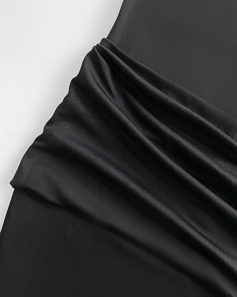 Sexy Square Neck Thick Strap Backless Slit Dress
