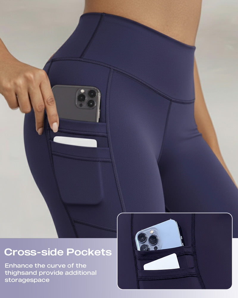 Winter Warme High-Waisted Sport-Leggings mit Bauch-weg-Effekt, Po-Lifting, ultraweich, thermogefüttert, Yoga-Hose, Damen-Sportbekleidung mit seitlichen Eingrifftaschen