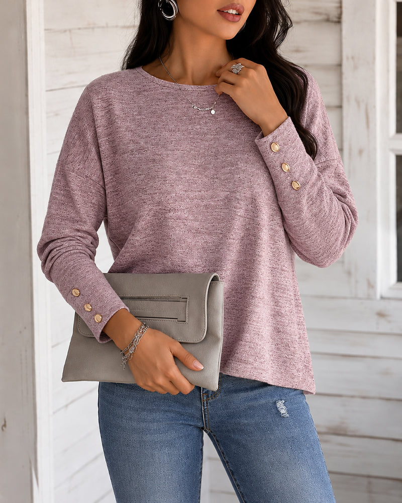 Women's Backless Twist Tie Back Drop Shoulder Top Casual Long Sleeve Loose Fit Tee