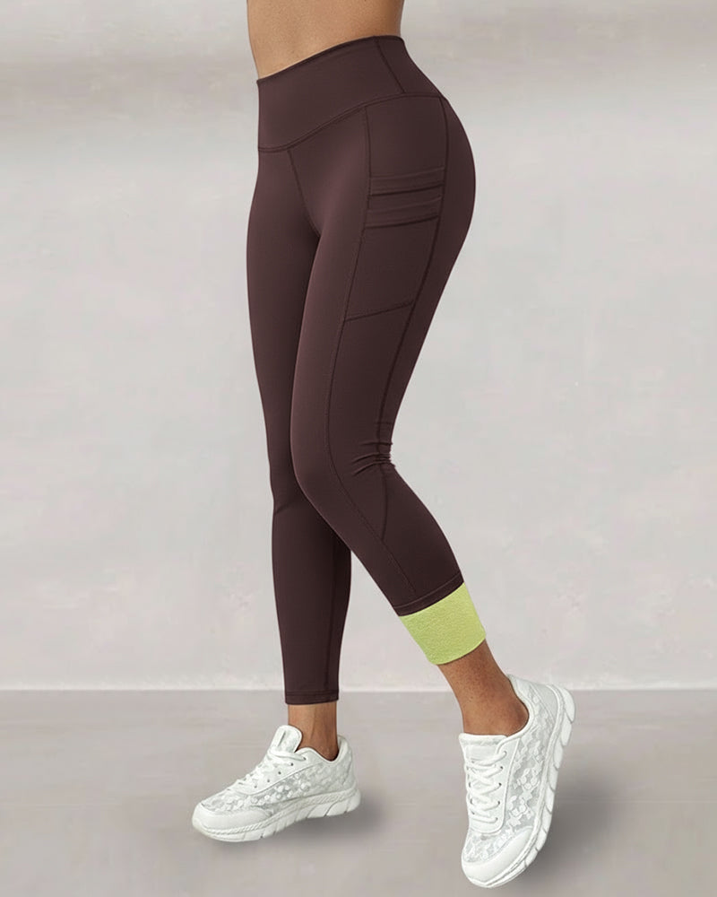 Winter Warme High-Waisted Sport-Leggings mit Bauch-weg-Effekt, Po-Lifting, ultraweich, thermogefüttert, Yoga-Hose, Damen-Sportbekleidung mit seitlichen Eingrifftaschen