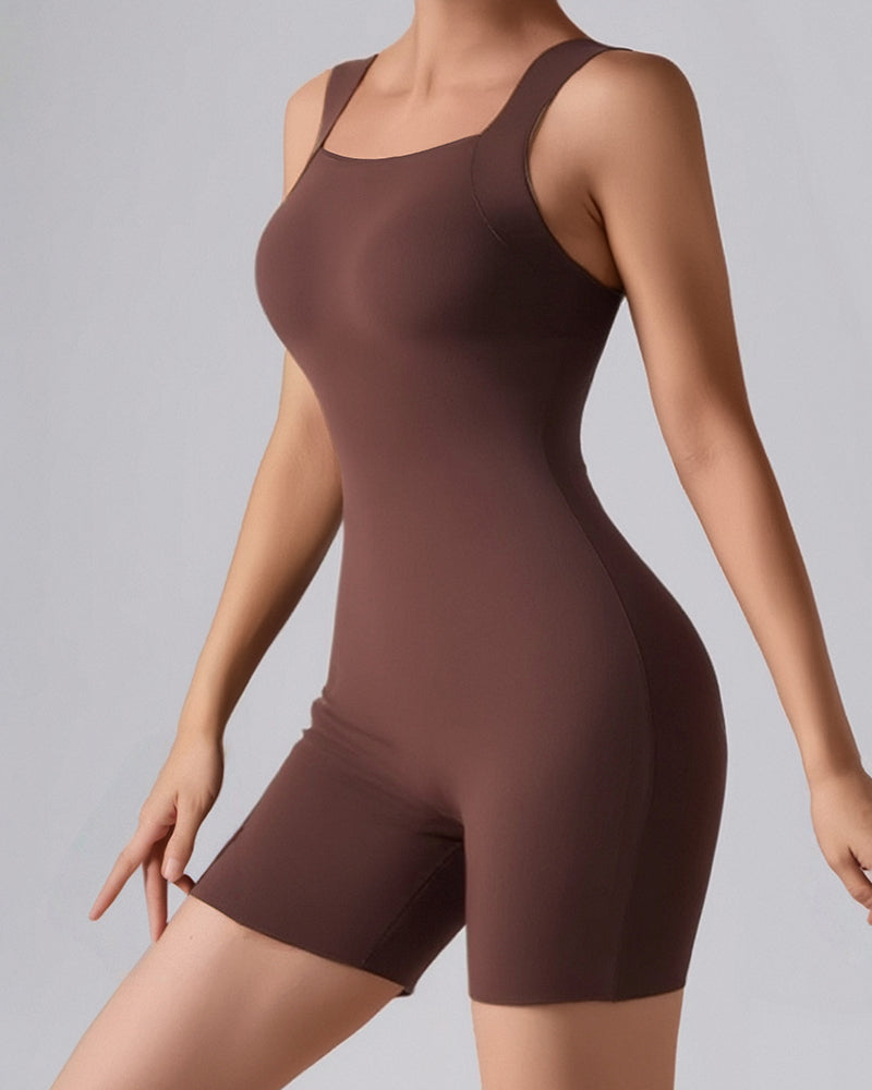 Seamless Square Neck Sleeveless Tank Top Tummy Control Bodysuit Romper
