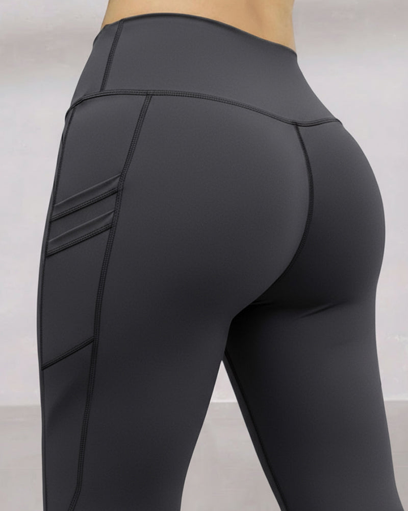 Winter Warme High-Waisted Sport-Leggings mit Bauch-weg-Effekt, Po-Lifting, ultraweich, thermogefüttert, Yoga-Hose, Damen-Sportbekleidung mit seitlichen Eingrifftaschen