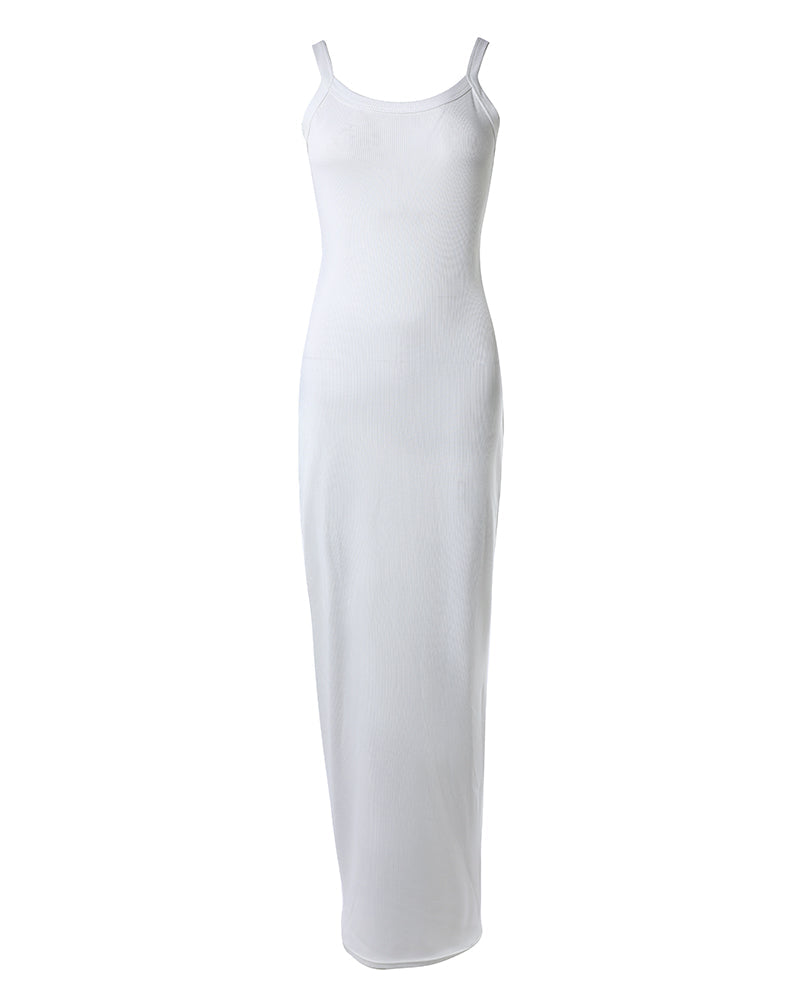 Spaghetti Strap U-Neck Casual Maxi Dress Slim Fit Cami Vacation Dress