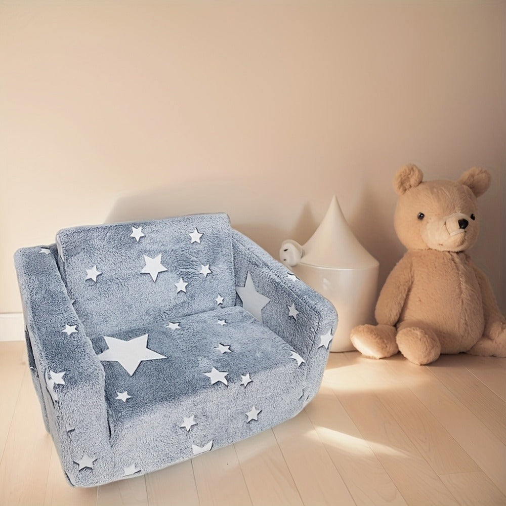 2-in-1 Kids Convertible Sofa Chair with Fold-Out Lounger, Kids Sofa Bed for Kids' Room