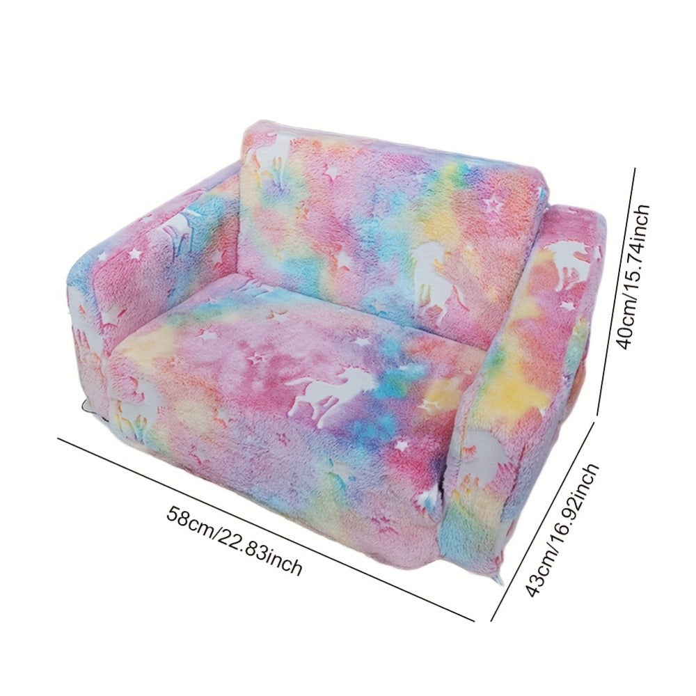 2-in-1 Kids Convertible Sofa Chair with Fold-Out Lounger, Kids Sofa Bed for Kids' Room