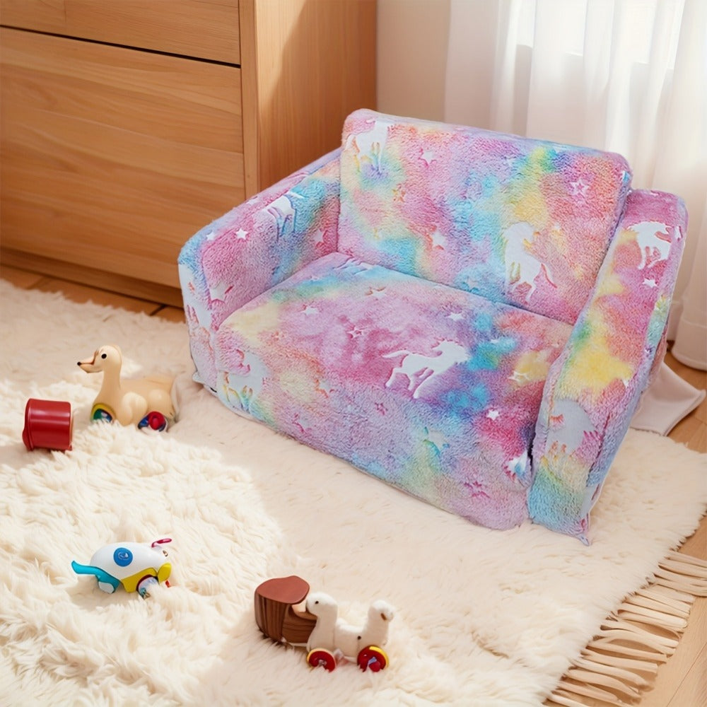 2-in-1 Kids Convertible Sofa Chair with Fold-Out Lounger, Kids Sofa Bed for Kids' Room