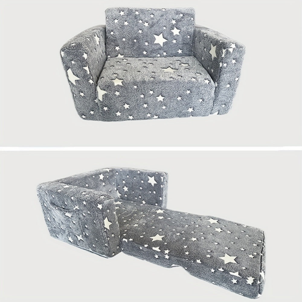 2-in-1 Kids Convertible Sofa Chair with Fold-Out Lounger, Kids Sofa Bed for Kids' Room
