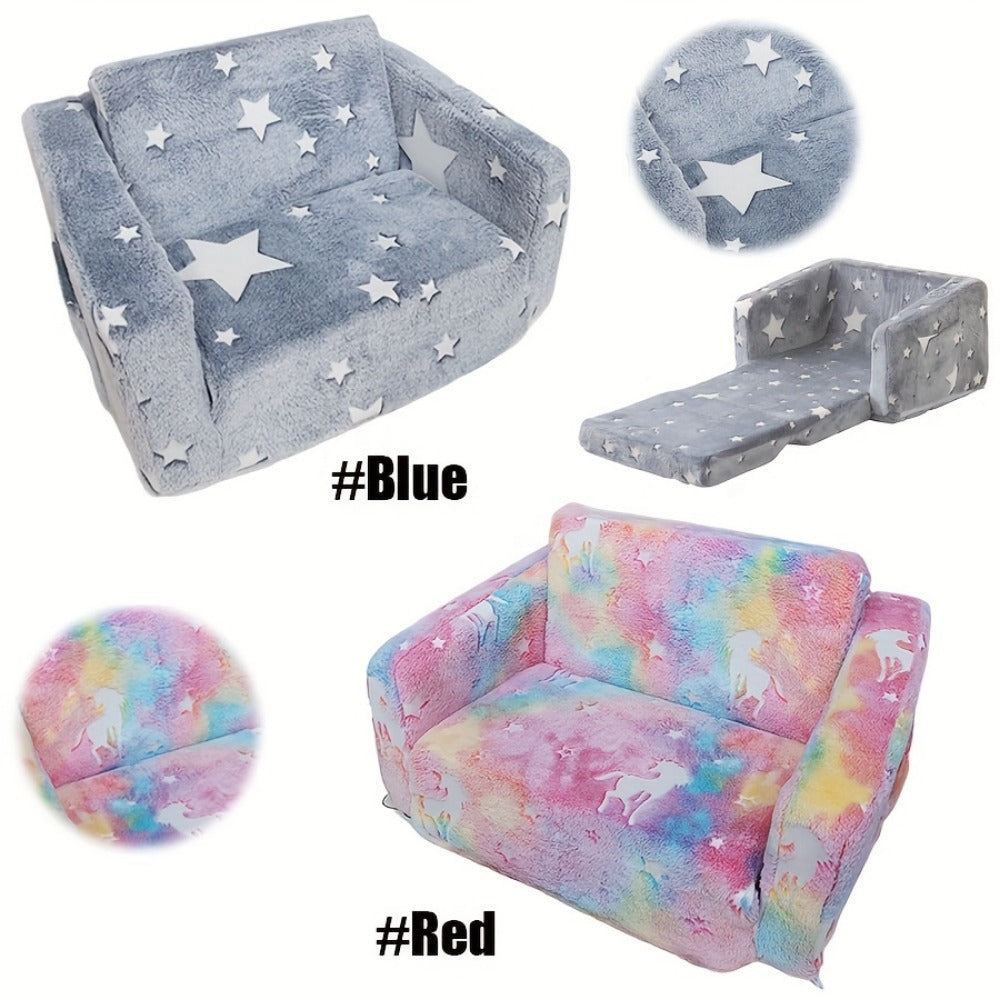 2-in-1 Kids Convertible Sofa Chair with Fold-Out Lounger, Kids Sofa Bed for Kids' Room