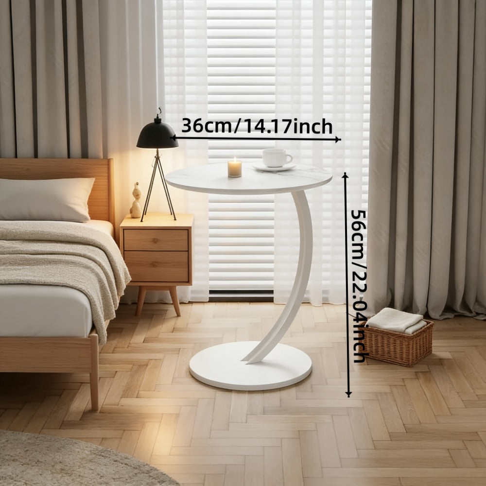 Side Table Metal Frame with One- or Two-Layer Options in Marble, Oak and Wood-Grain Finishes