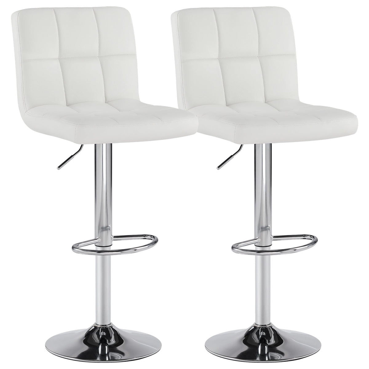 2-Piece Set Faux Leather Bar Stool with Adjustable Height and Armrests for Kitchen