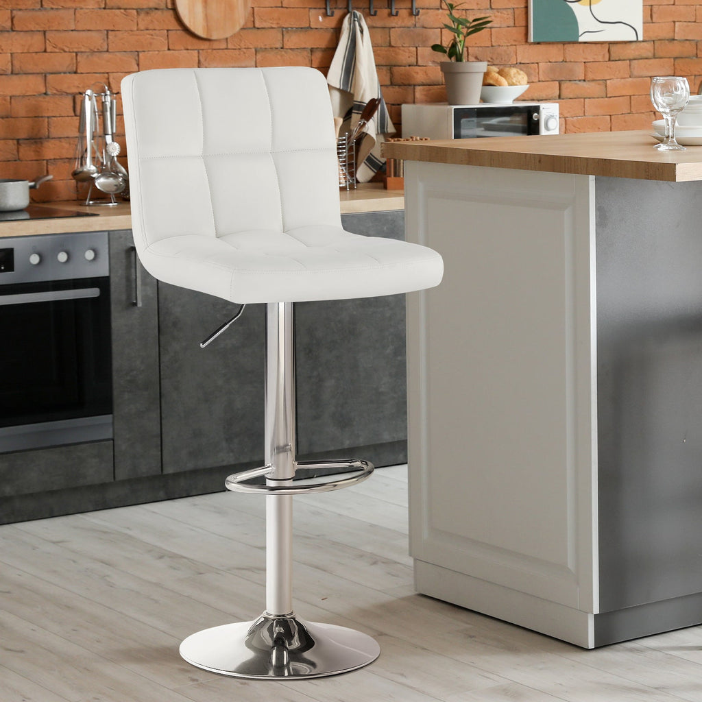 2-Piece Set Faux Leather Bar Stool with Adjustable Height and Armrests for Kitchen