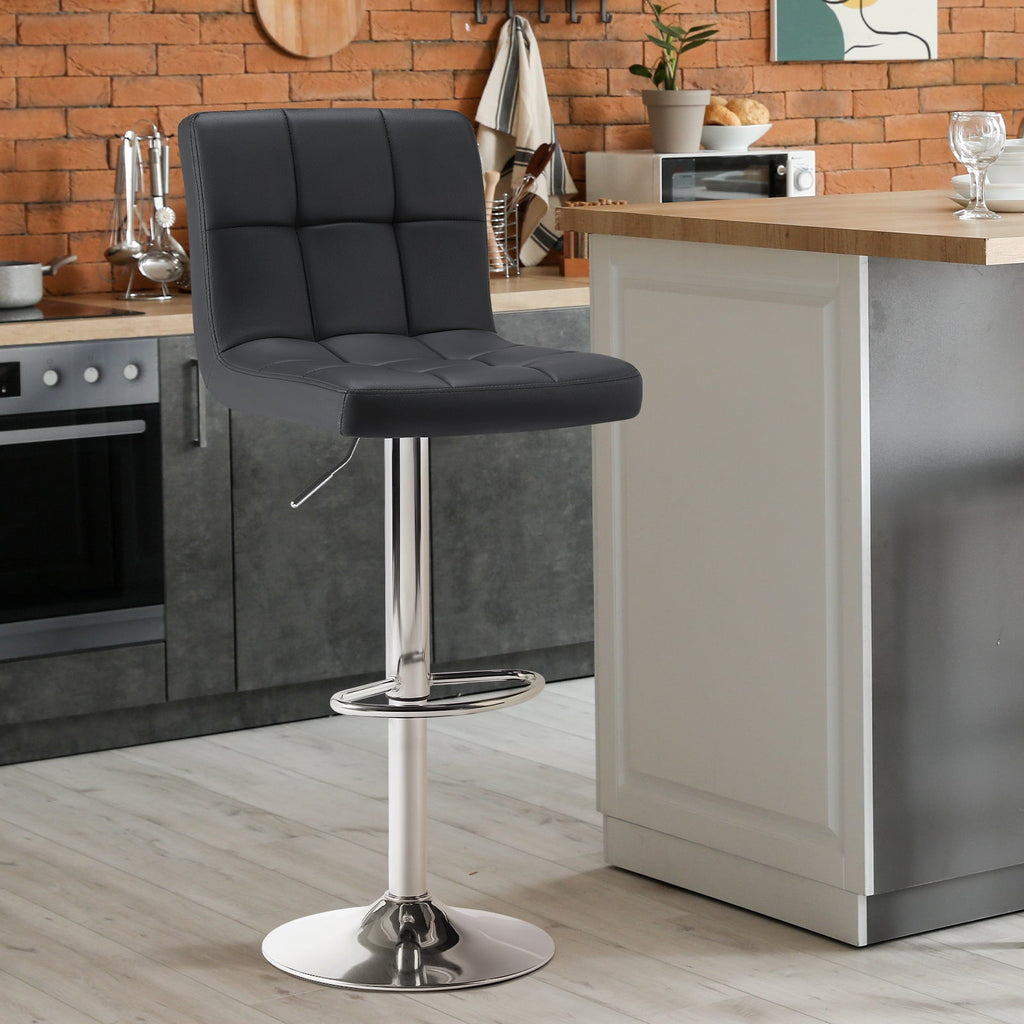 2-Piece Set Faux Leather Bar Stool with Adjustable Height and Armrests for Kitchen