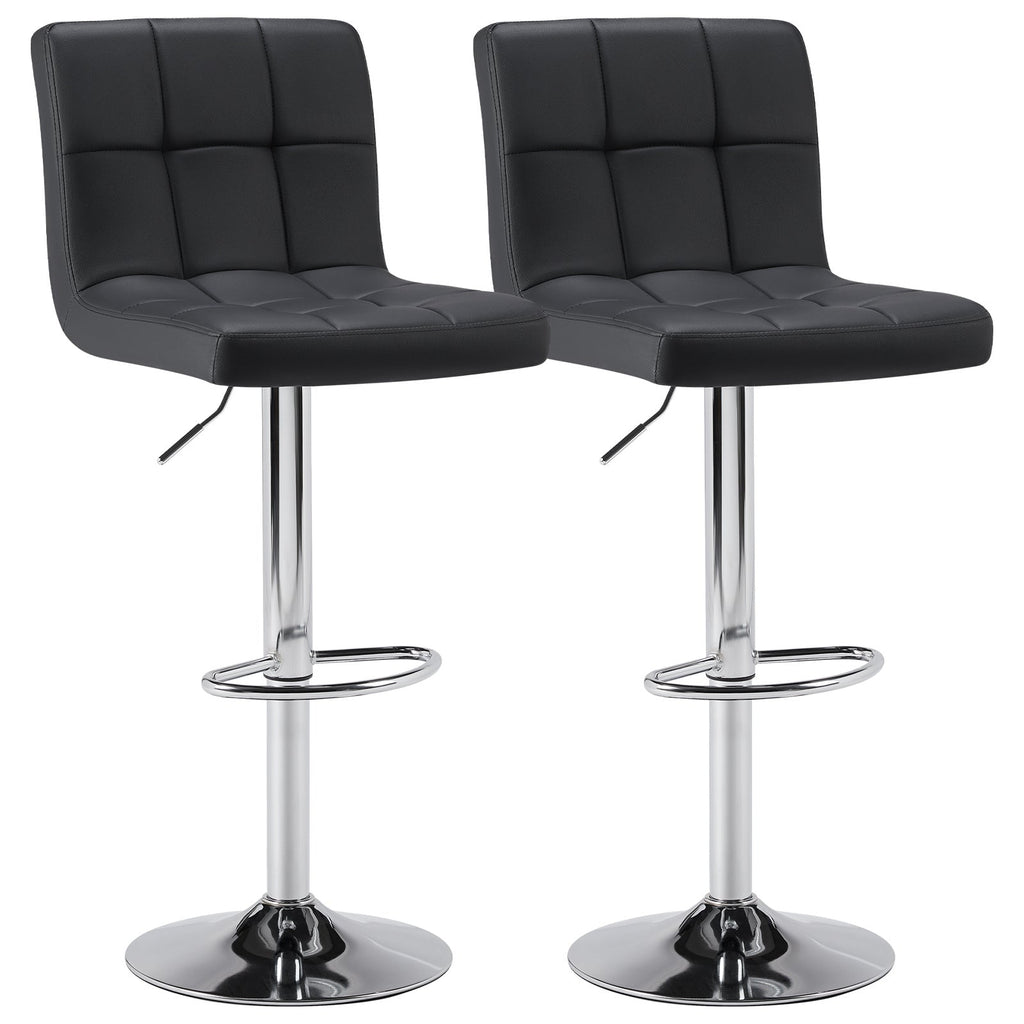 2-Piece Set Faux Leather Bar Stool with Adjustable Height and Armrests for Kitchen