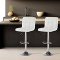 2-Piece Set Faux Leather Bar Stool with Adjustable Height and Armrests for Kitchen