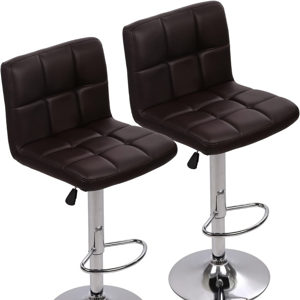 2-Piece Set Faux Leather Bar Stool with Footrest for Kitchen