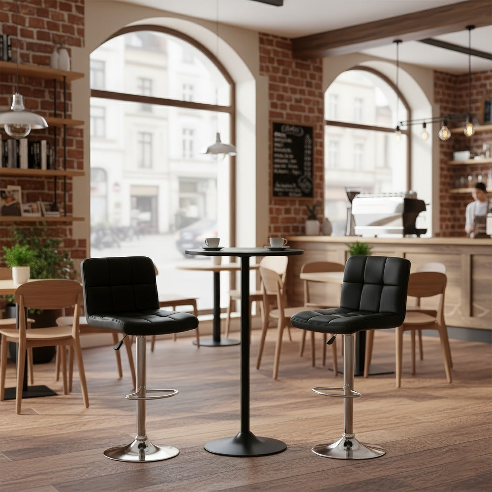 2-Piece Set Faux Leather Bar Stool with Footrest for Kitchen