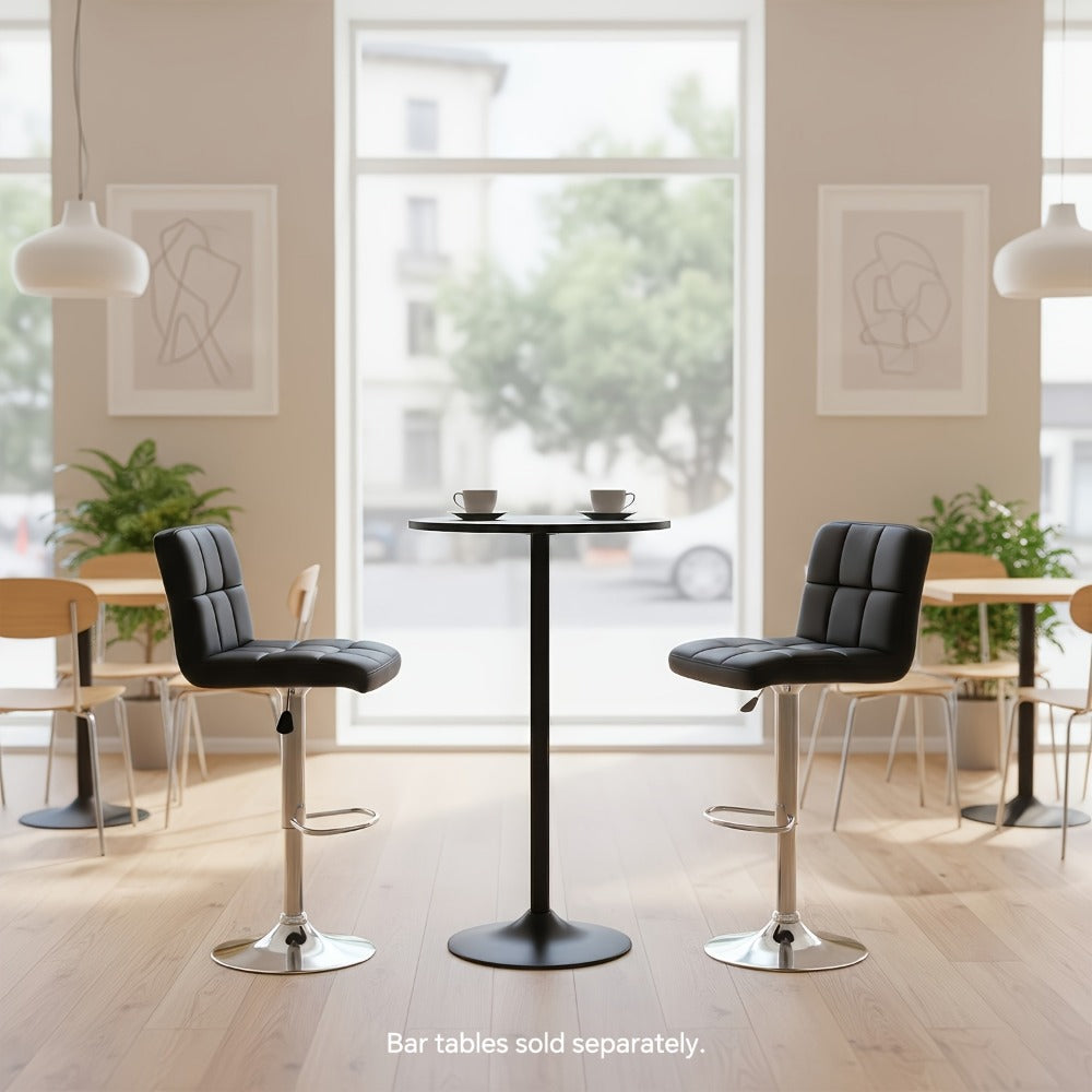 2-Piece Set Faux Leather Bar Stool with Footrest for Kitchen