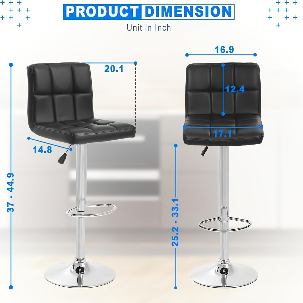 2-Piece Set Faux Leather Bar Stool with Footrest for Kitchen