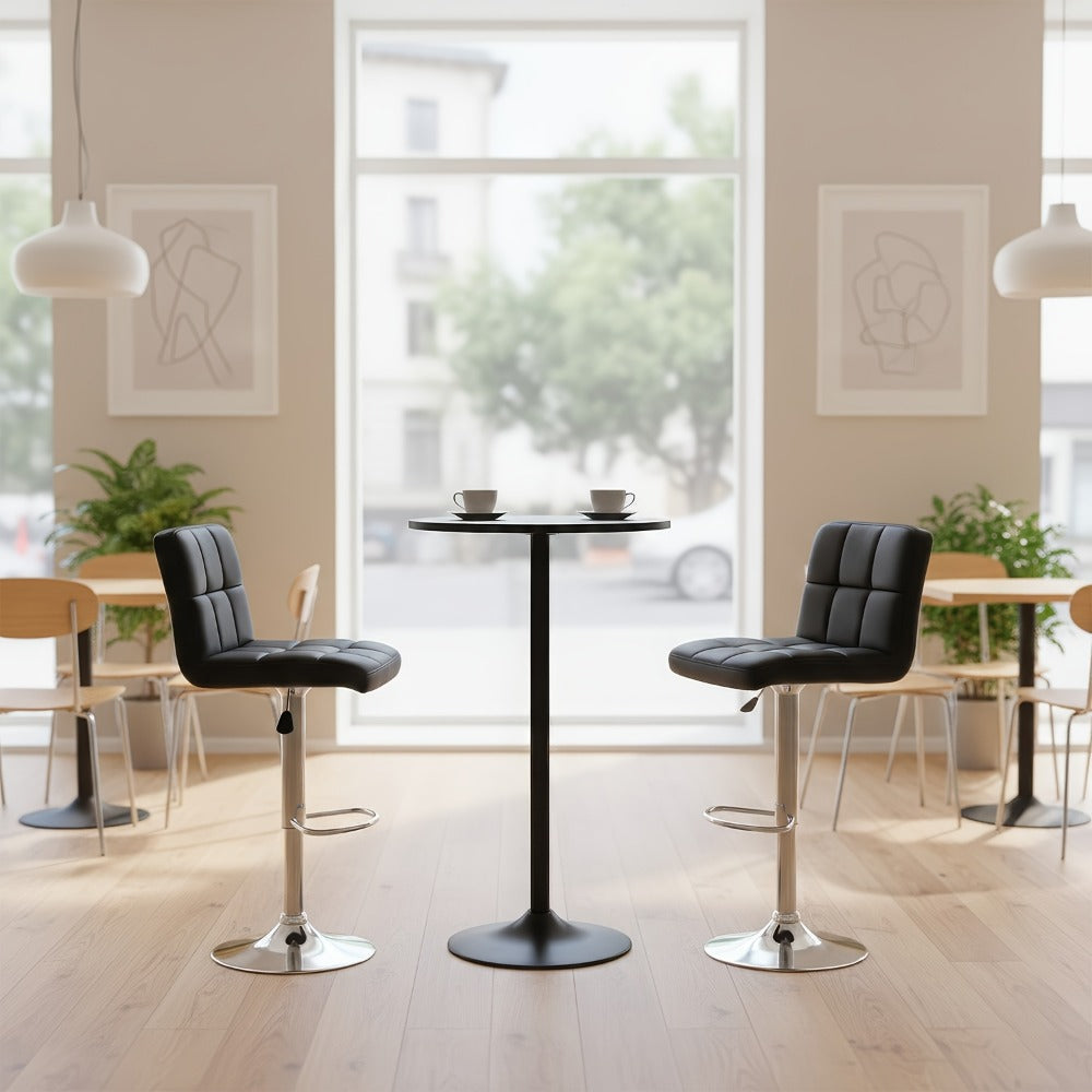 2-Piece Set Faux Leather Bar Stool with Footrest for Kitchen
