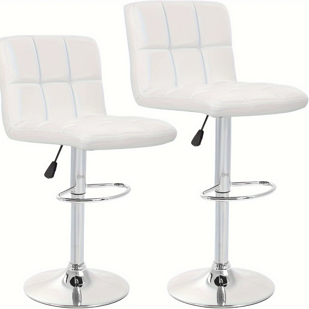 2-Piece Set Faux Leather Bar Stool with Footrest for Kitchen