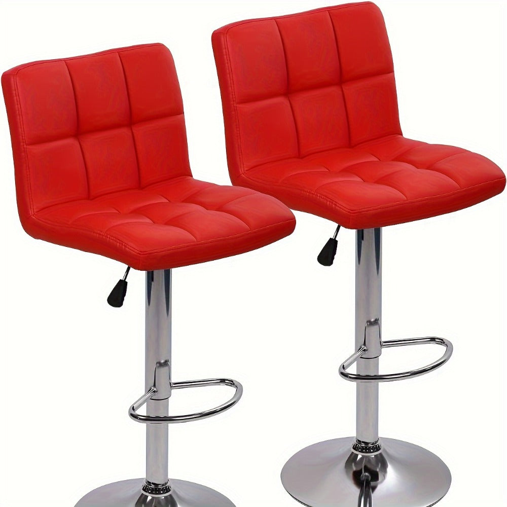 2-Piece Set Faux Leather Bar Stool with Footrest for Kitchen