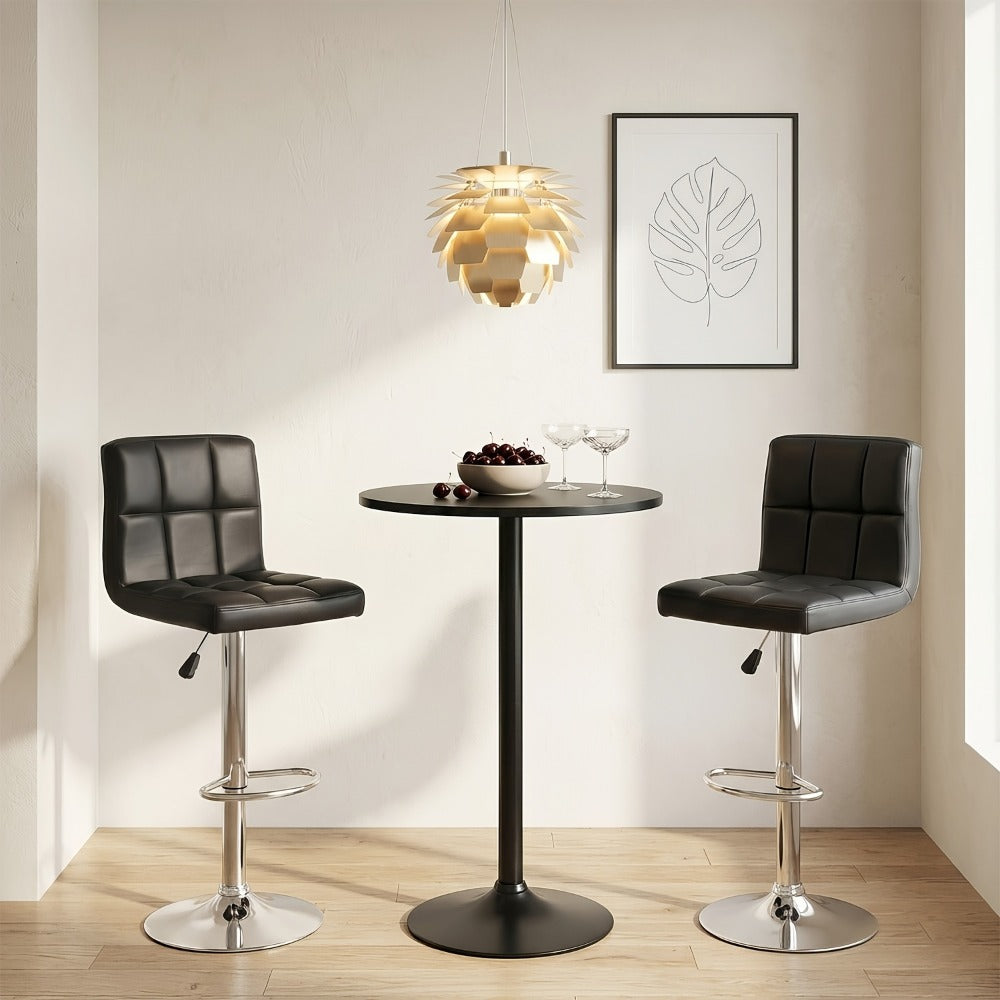2-Piece Set Faux Leather Bar Stool with Footrest for Kitchen