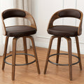2-Piece Set Faux Leather Bar Stools with Solid Wood Construction and Adjustable Height