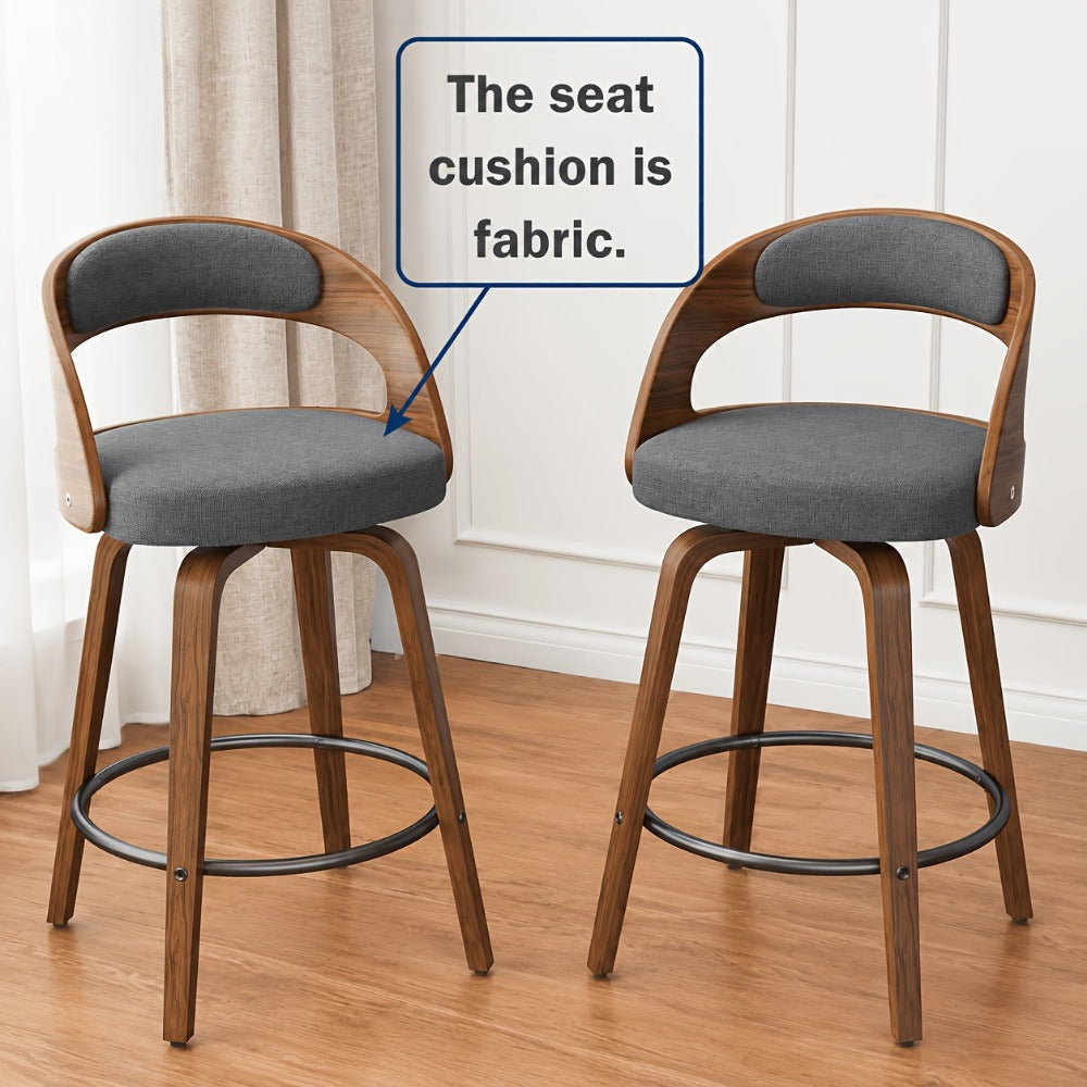 2-Piece Set Faux Leather Bar Stools with Solid Wood Construction and Adjustable Height