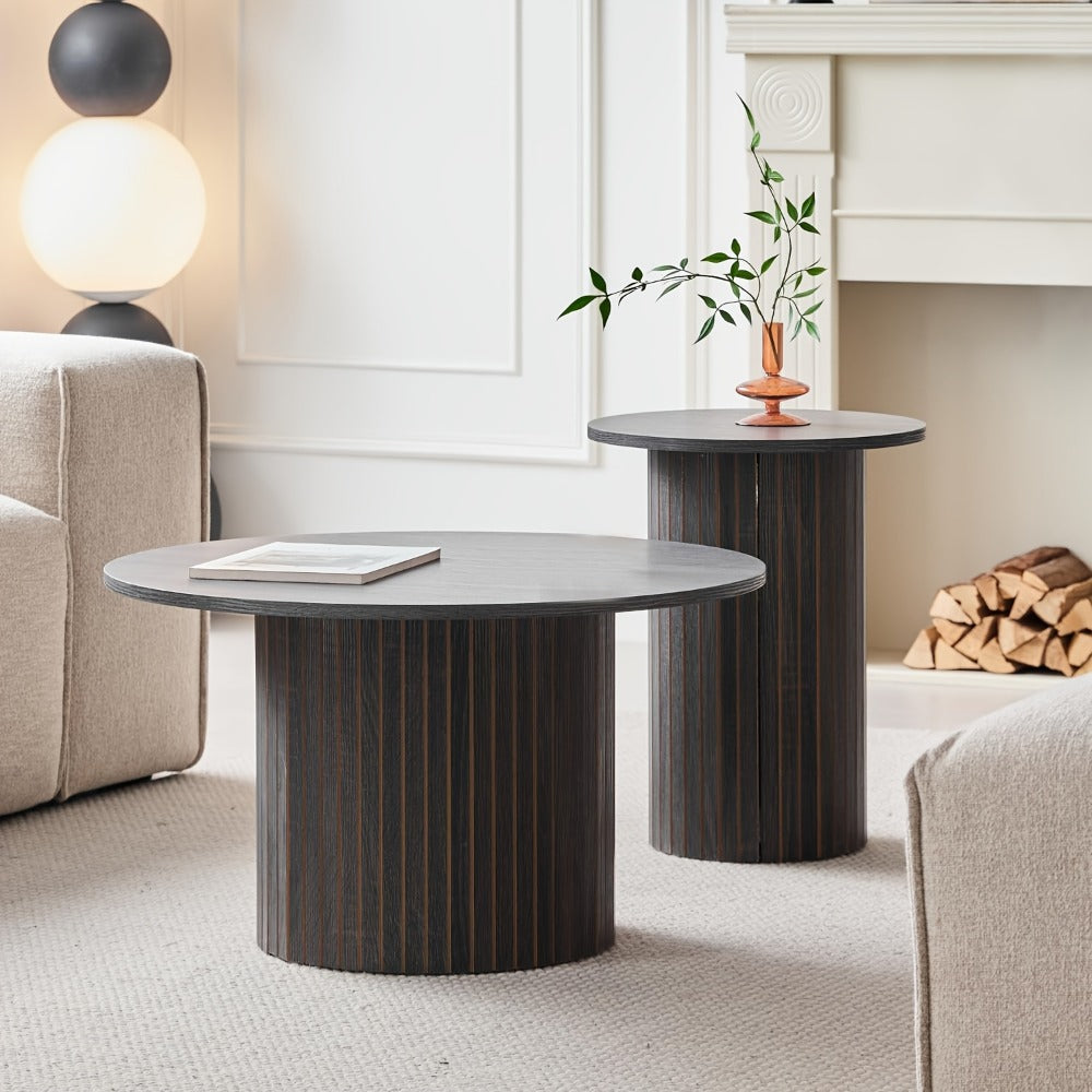 2-Piece Set Round Coffee Table with Non-Slip Base for Work, Display, and Everyday Use