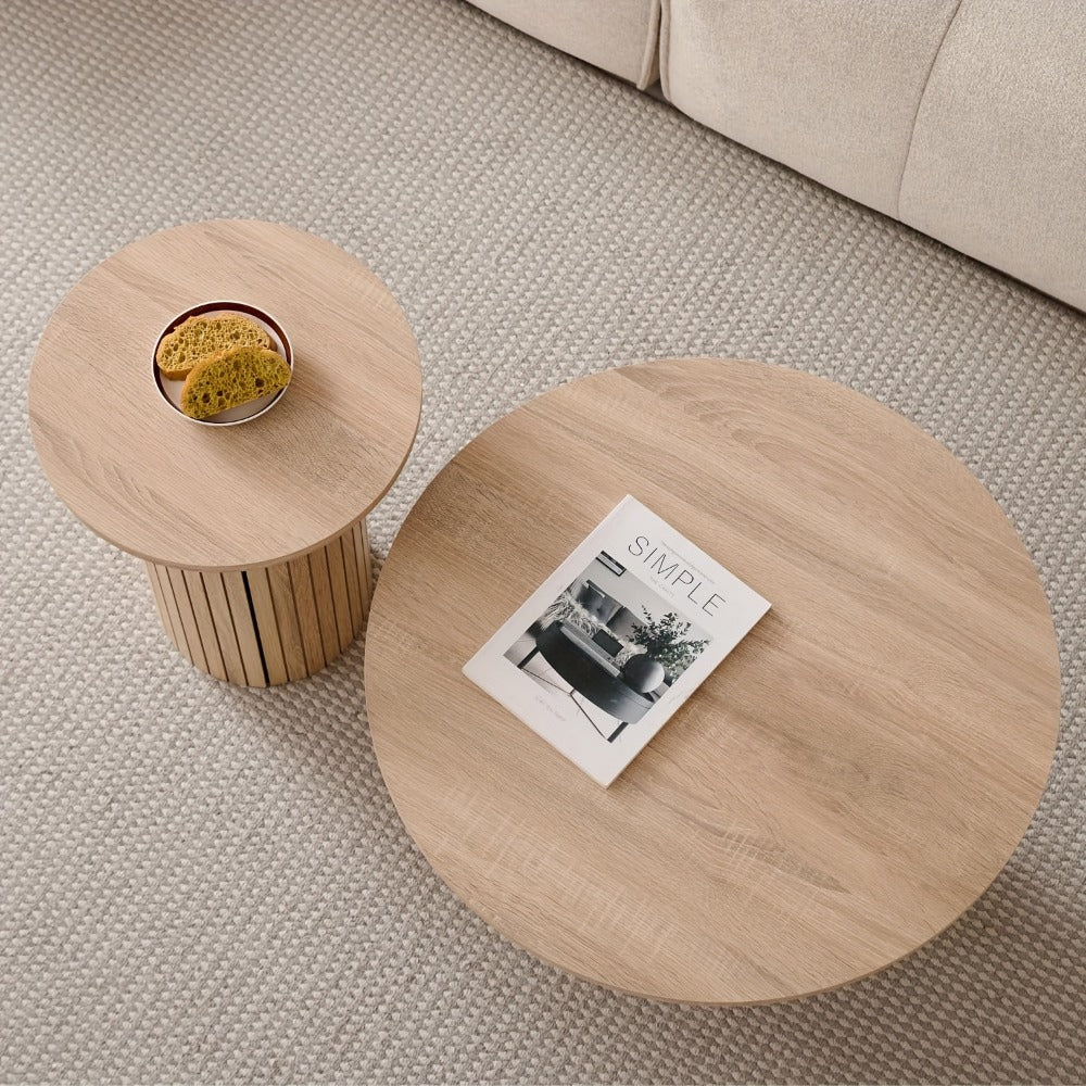 2-Piece Set Round Coffee Table with Non-Slip Base for Work, Display, and Everyday Use